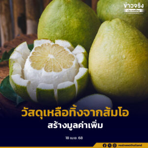 แปรรูปวัสดุเหลือทิ้งจากส้มโอ เป็นผลิตภัณฑ์เสริมอาหาร สร้างมูลค่าเพิ่มเชิงพาณิชย์