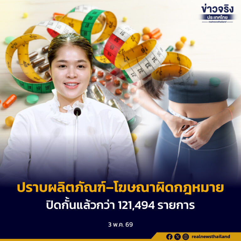 รัฐบาลเดินหน้าปราบผลิตภัณฑ์–โฆษณาผลิตภัณฑ์สุขภาพผิดกฎหมาย ปิดกั้นโฆษณาผิดกฎหมายแล้วกว่า 121,494 รายการ