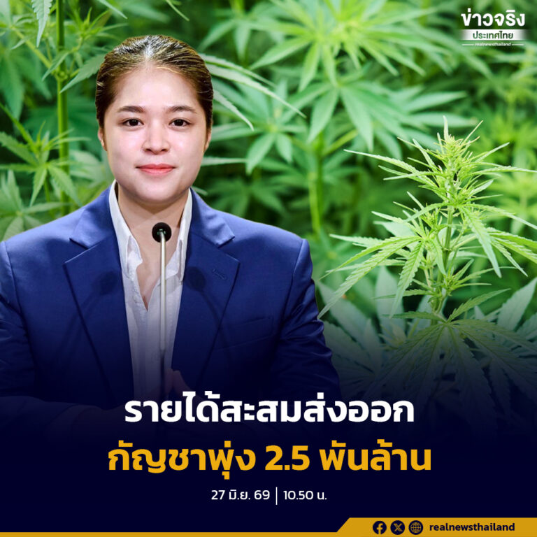 รัฐบาลเผยรายได้สะสมส่งออกกัญชา มูลค่ากว่า 2 พันล้านบาท เตรียมเชื่อมระบบกรมการแพทย์แผนไทยฯ และกรมศุลกากร รองรับส่งออกในรูปแบบอิเล็กทรอนิกส์