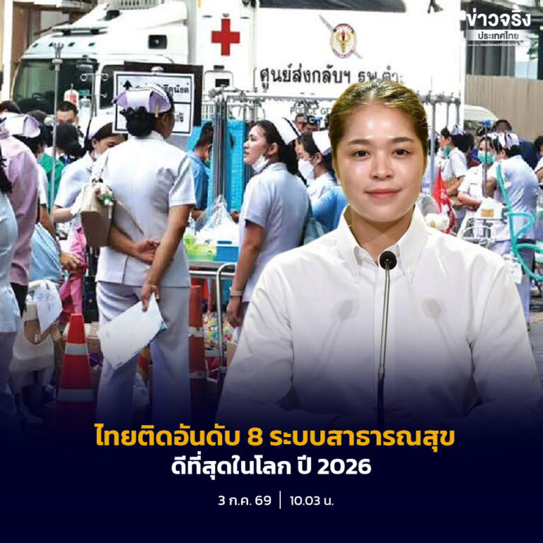 รัฐบาล ย้ำ ระบบสาธารณสุขไทยดีที่สุดในอาเซียน อันดับ 8 ระบบสาธารณสุขดีที่สุดในโลก ประจำปี 2026 ยืนยันถึงประสิทธิภาพการบริหารจัดการและการกระจายการรักษาเข้าถึงทุกคน