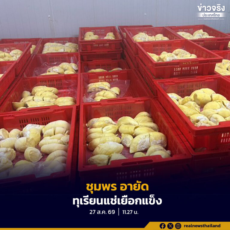 ค้นโรงงานผลิตทุเรียนเถื่อน จังหวัดชุมพร อายัดทุเรียนแช่เยือกแข็งกว่า 30 ตัน มูลค่ารวมกว่า 10 ล้านบาท