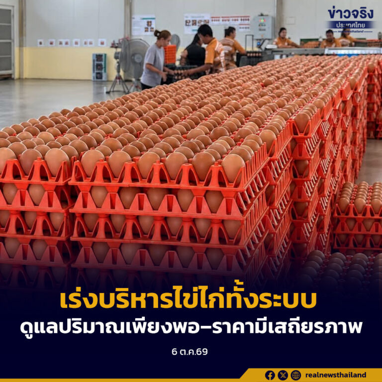 กรมการค้าภายใน บริหารจัดการไข่ไก่ทั้งระบบ ดูแลปริมาณให้เพียงพอ–ราคามีเสถียรภาพ ในช่วงสถานการณ์น้ำท่วม